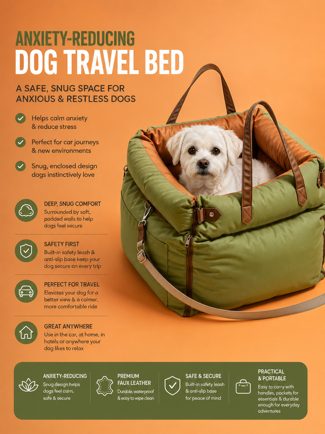 Anxiety-Reducing Dog Travel Bed